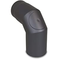 LANZZAS Tubo de estufa en ángulo de 90° con puerta- diámetro de 150 mm- color: gris fundido- con cierre de limpieza